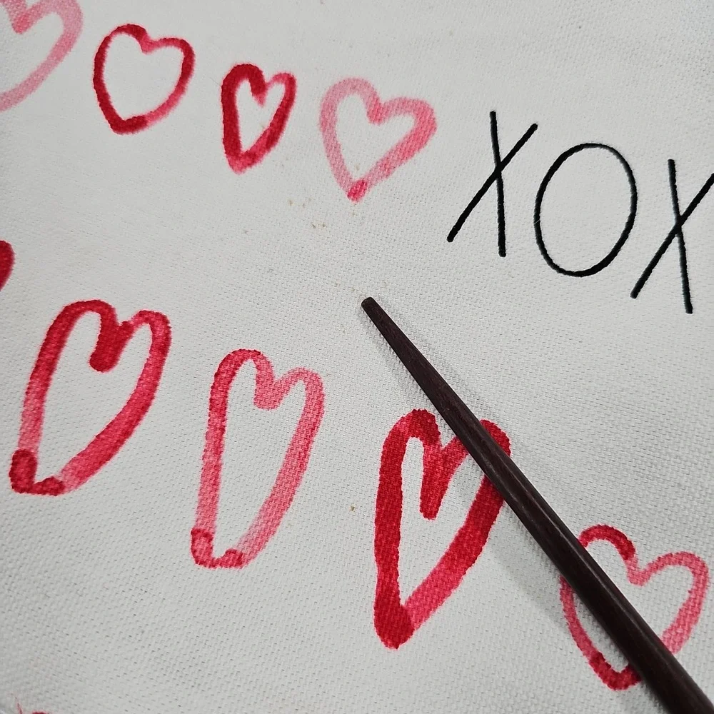 Rae Dunn Pillowcase Pillow Cover Cotton Hearts XOXO Valentines Day Love 20 X 20